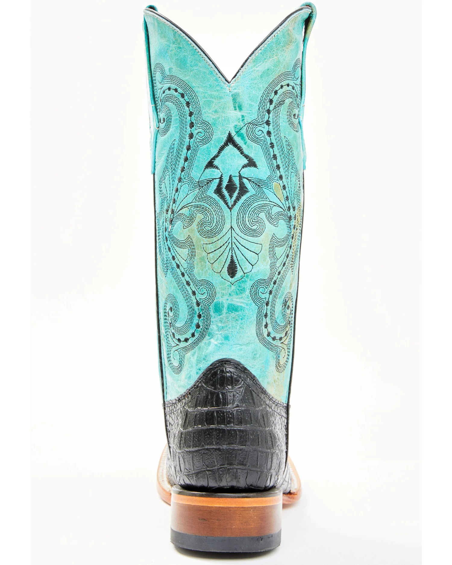 Ferrini Women's Black Caiman Print Western Boots - Square Toe - Image 2