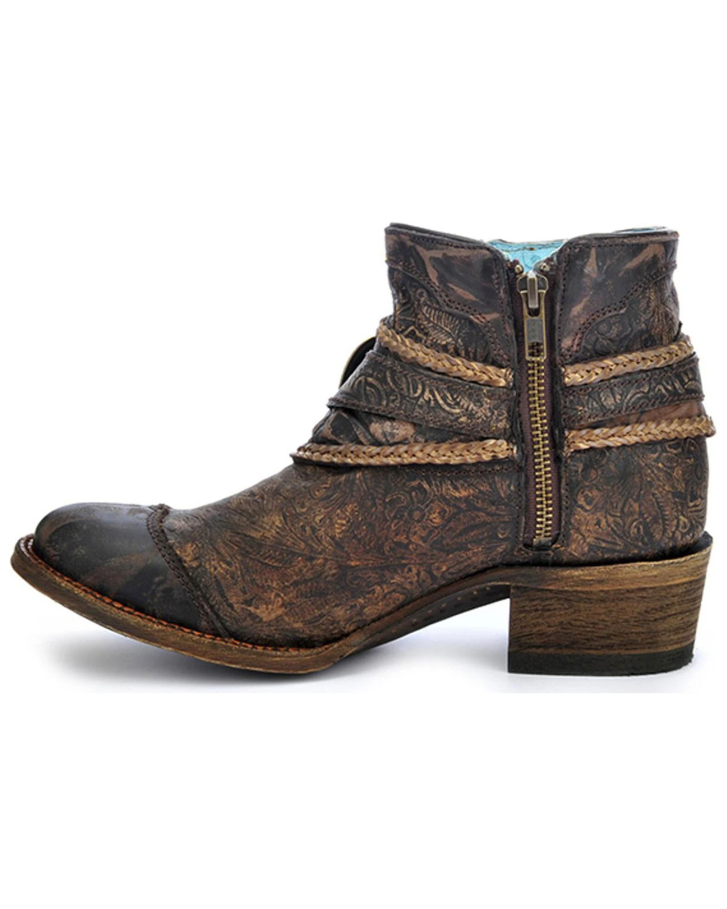 Corral Women's Floral Embossed Booties - Round Toe - Image 4