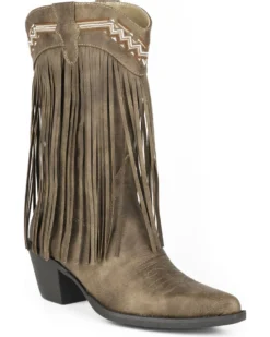 Roper Women's Fringe Faux Leather Western Boots - Pointed Toe