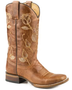 Roper Women's Desert Rose Embroidered Western Boots - Square Toe