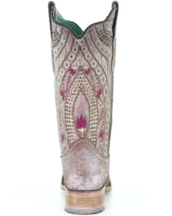 Corral Women's Flowered Embroidery Western Boots - Square Toe