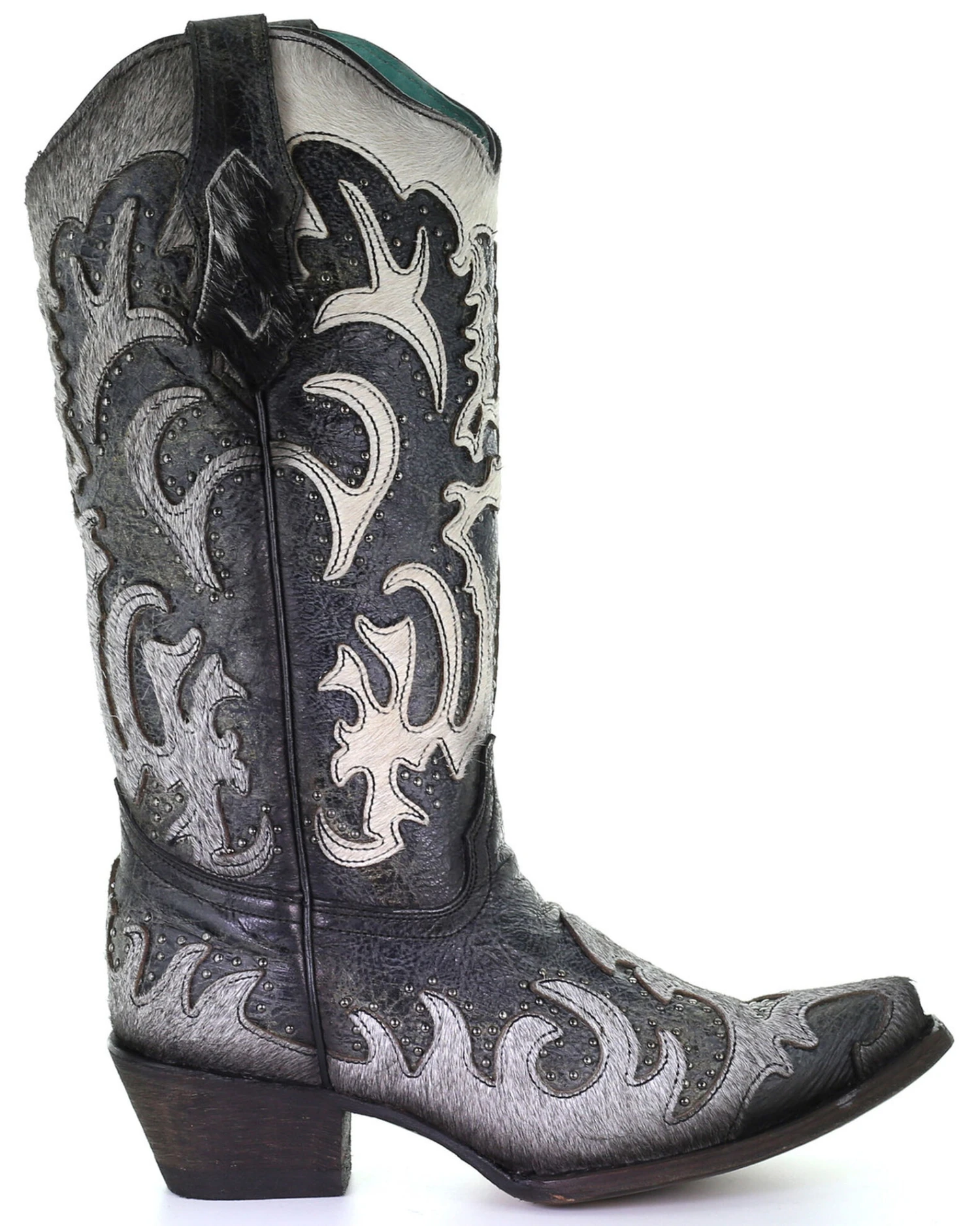 Corral Women's Gray Fur Overlay Western Boots - Snip Toe - Image 3
