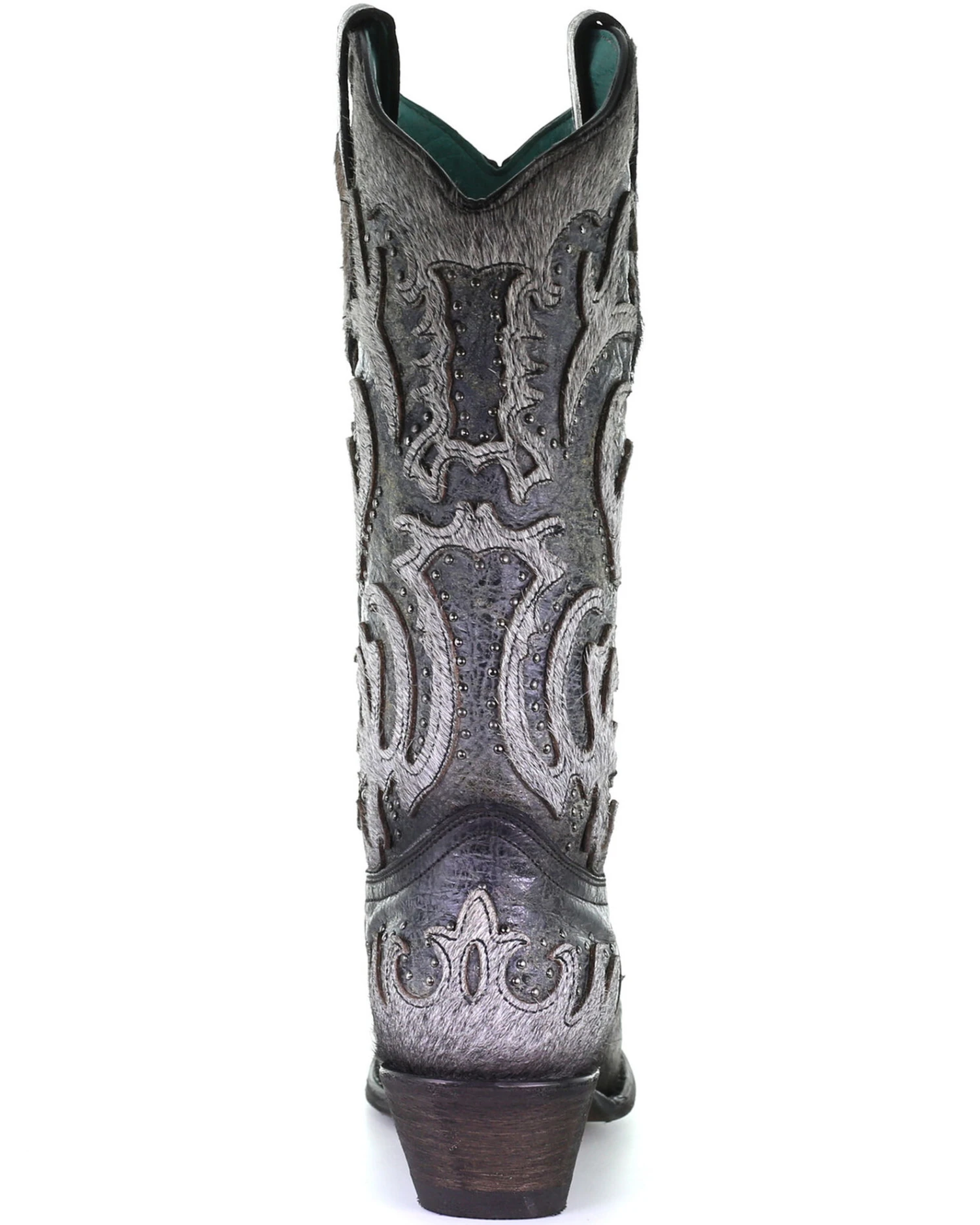 Corral Women's Gray Fur Overlay Western Boots - Snip Toe - Image 4