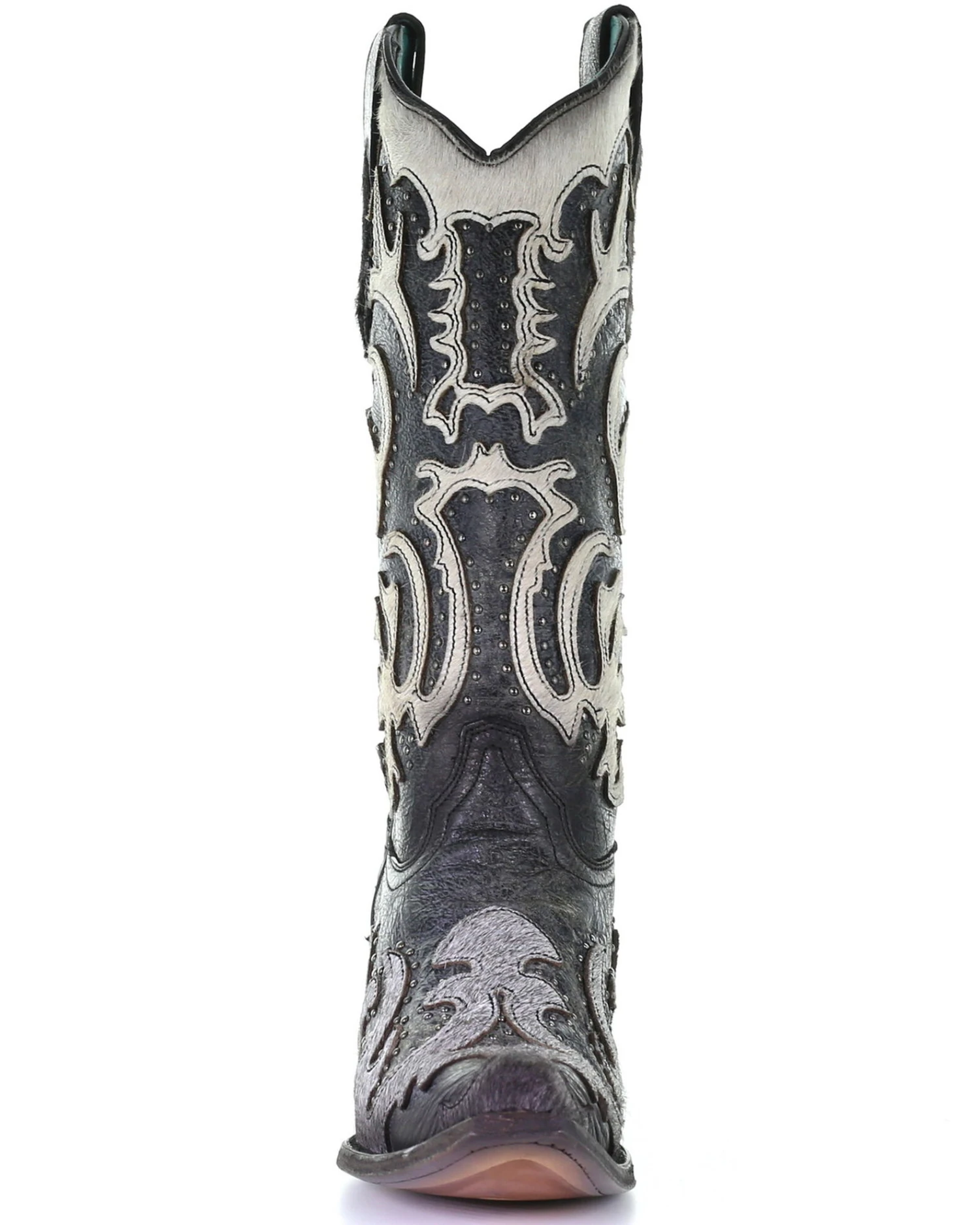 Corral Women's Gray Fur Overlay Western Boots - Snip Toe - Image 2