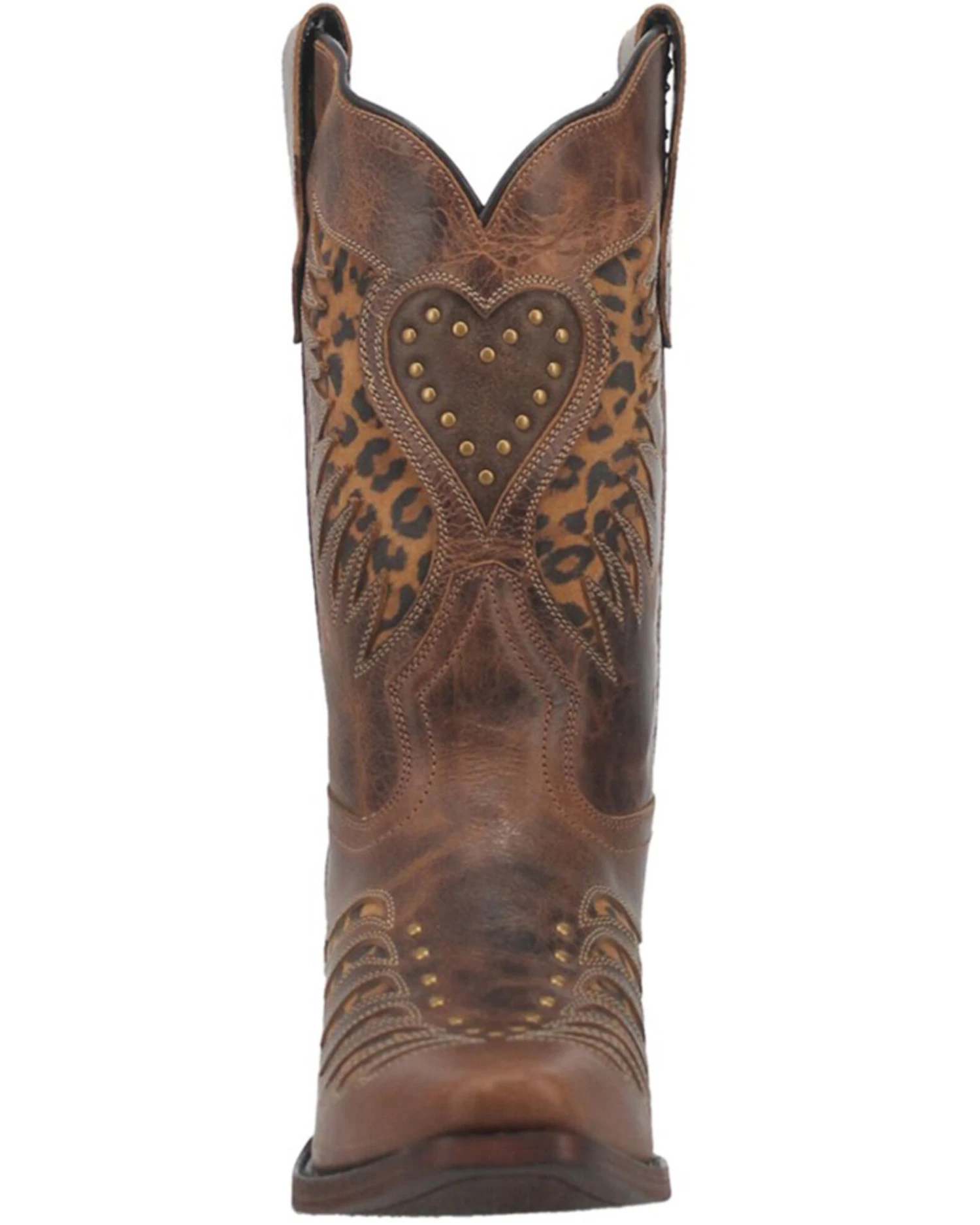 Laredo Women's Stella Leopard Print Inlay Studded Western Boots - Snip Toe - Image 6