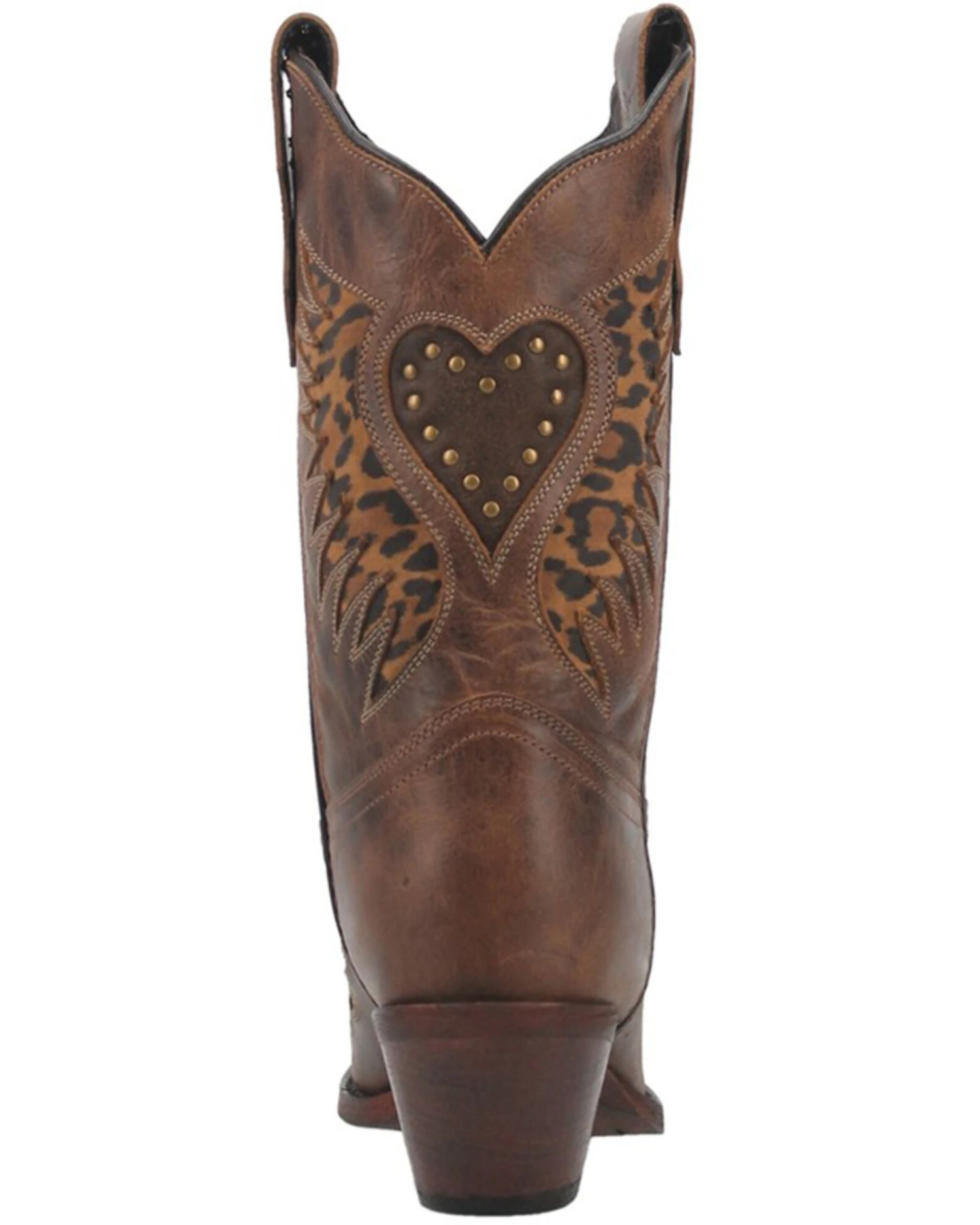 Laredo Women's Stella Leopard Print Inlay Studded Western Boots - Snip Toe - Image 3