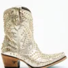 Boot Barn X Lane Women's Exclusive Dolly Metallic Leather Western Bridal Booties - Snip Toe